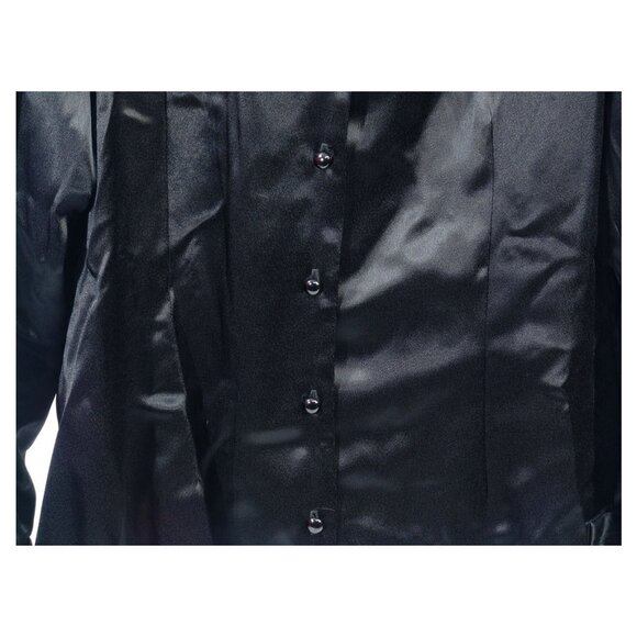 NWT Dressy Classic Black Satin Blouse 3X Button-Down Long Sleeve Cuff Time-Out - Picture 5 of 8